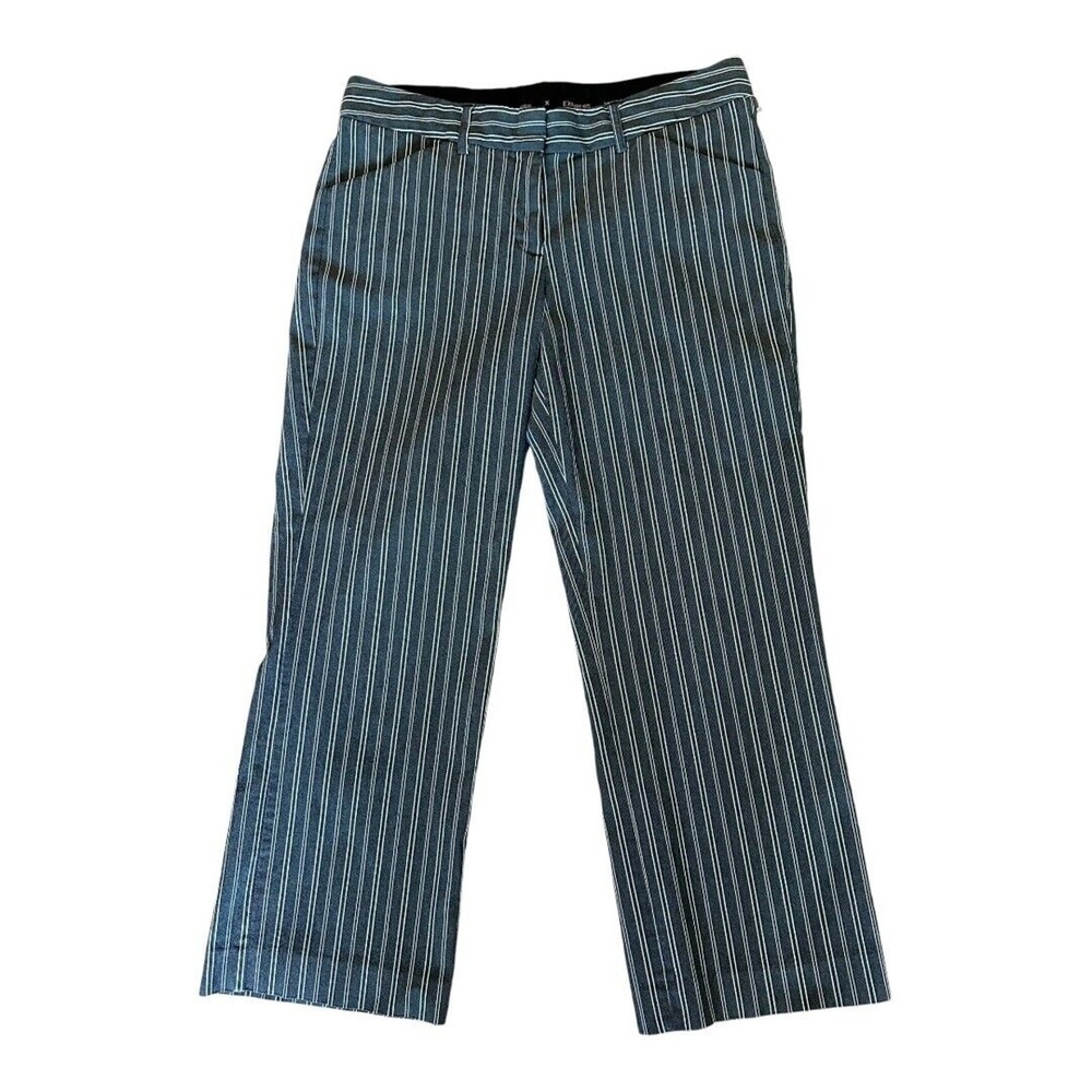 Express Womens Editor Dress Pants Gray White Pinstriped Cropped 4